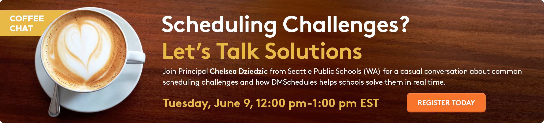 DMSchedules coffee chat June 9, 2026