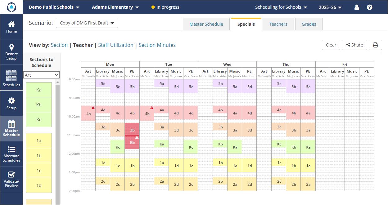 DMSchedules - specials scheduling by teachers